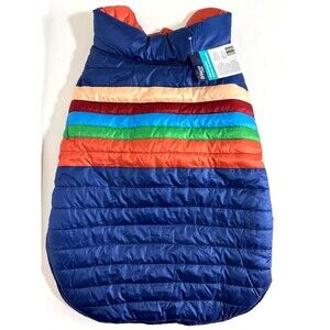 NWT Frisco Orange Green Blue Size XL Quilted Dog Puffer Jacket Coat g